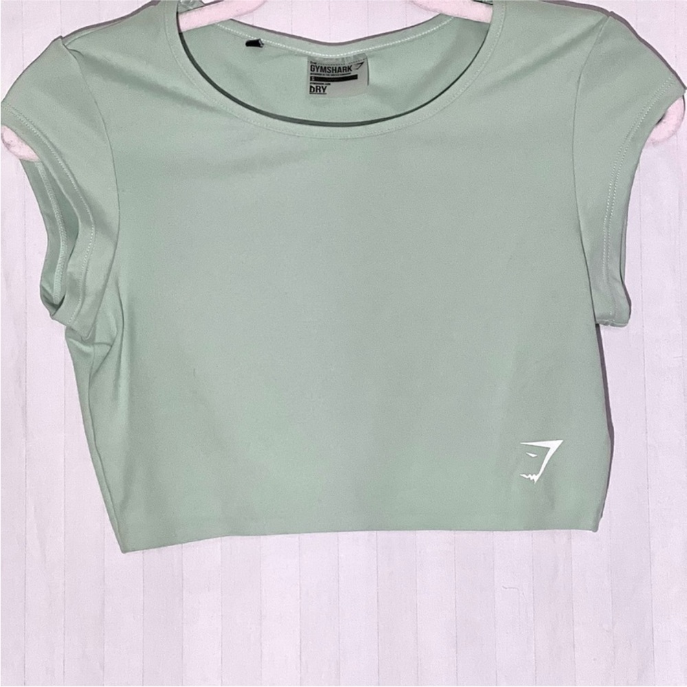 Gymshark Green Fitted Cap Sleeve Crop Top